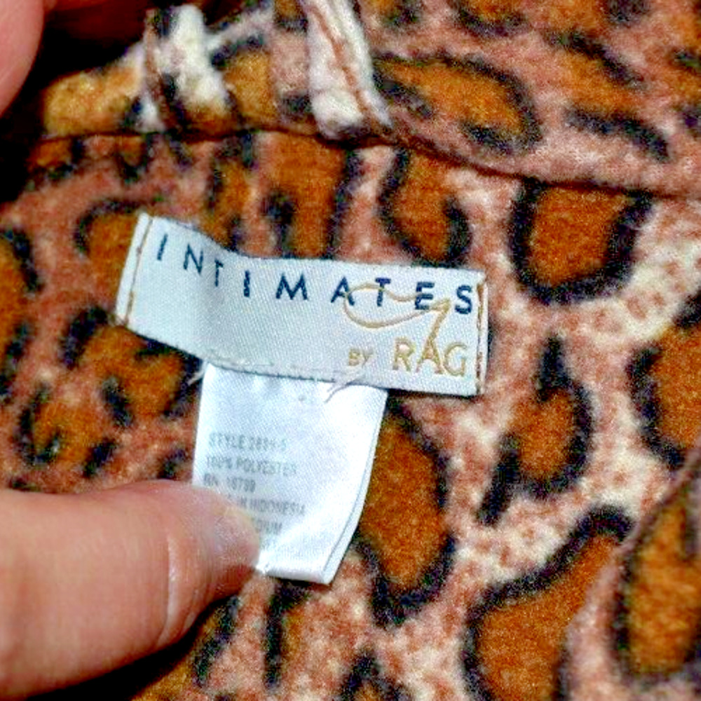 VTG Intimates By Rag Leopard Print Short Robe w/Pockets & Belt | Medium - Picture 4 of 5
